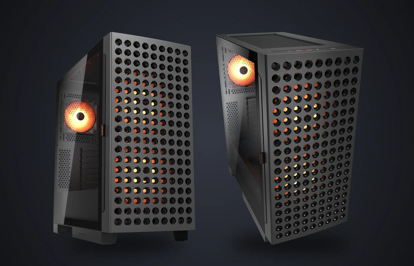 Caja PC COUGAR Airface ECO RGB negra, con el frontal de rejillas cónicas
