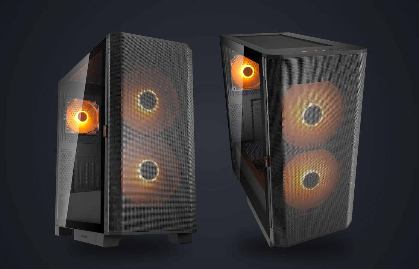 Caja PC COUGAR Airface FLO RGB negra, con el frontal de malla