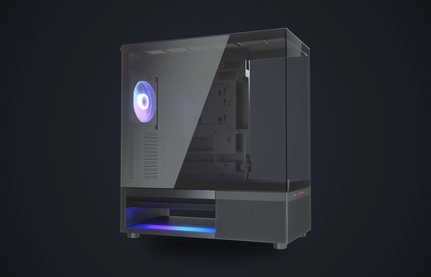 Caja PC COUGAR CFV220 RGB negra con el Central Flow Vent iluminado