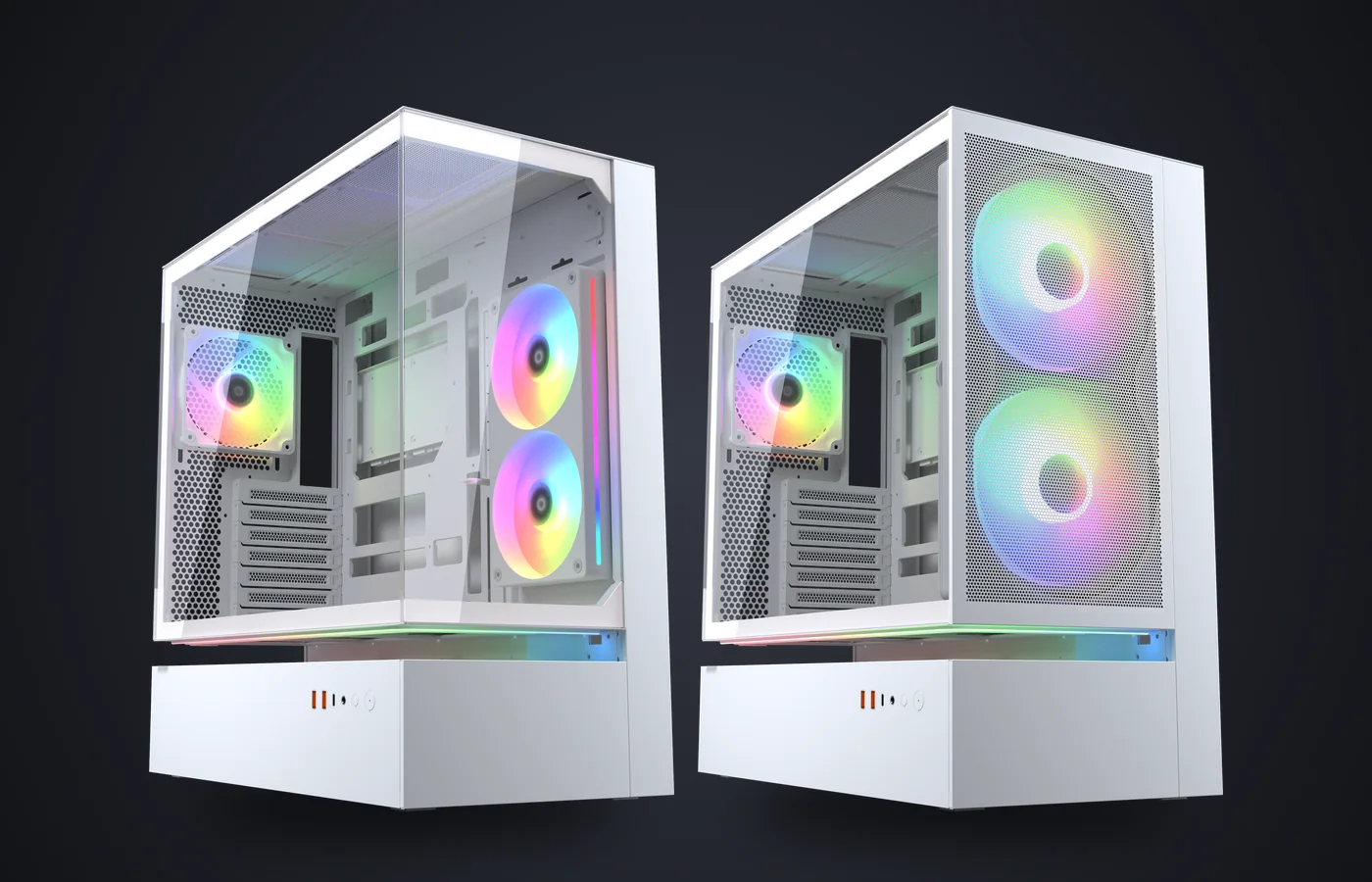 Cajas PC COUGAR CFV235 blancas con frontal de cristal templado y con frontal de malla