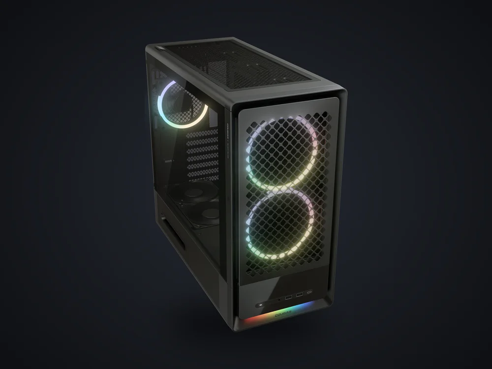 Caja COUGAR DUOAIR RGB negra vista desde arriba