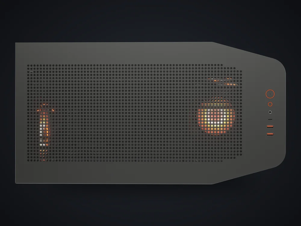 Panel superior de la caja COUGAR FV270 RGB con los puertos