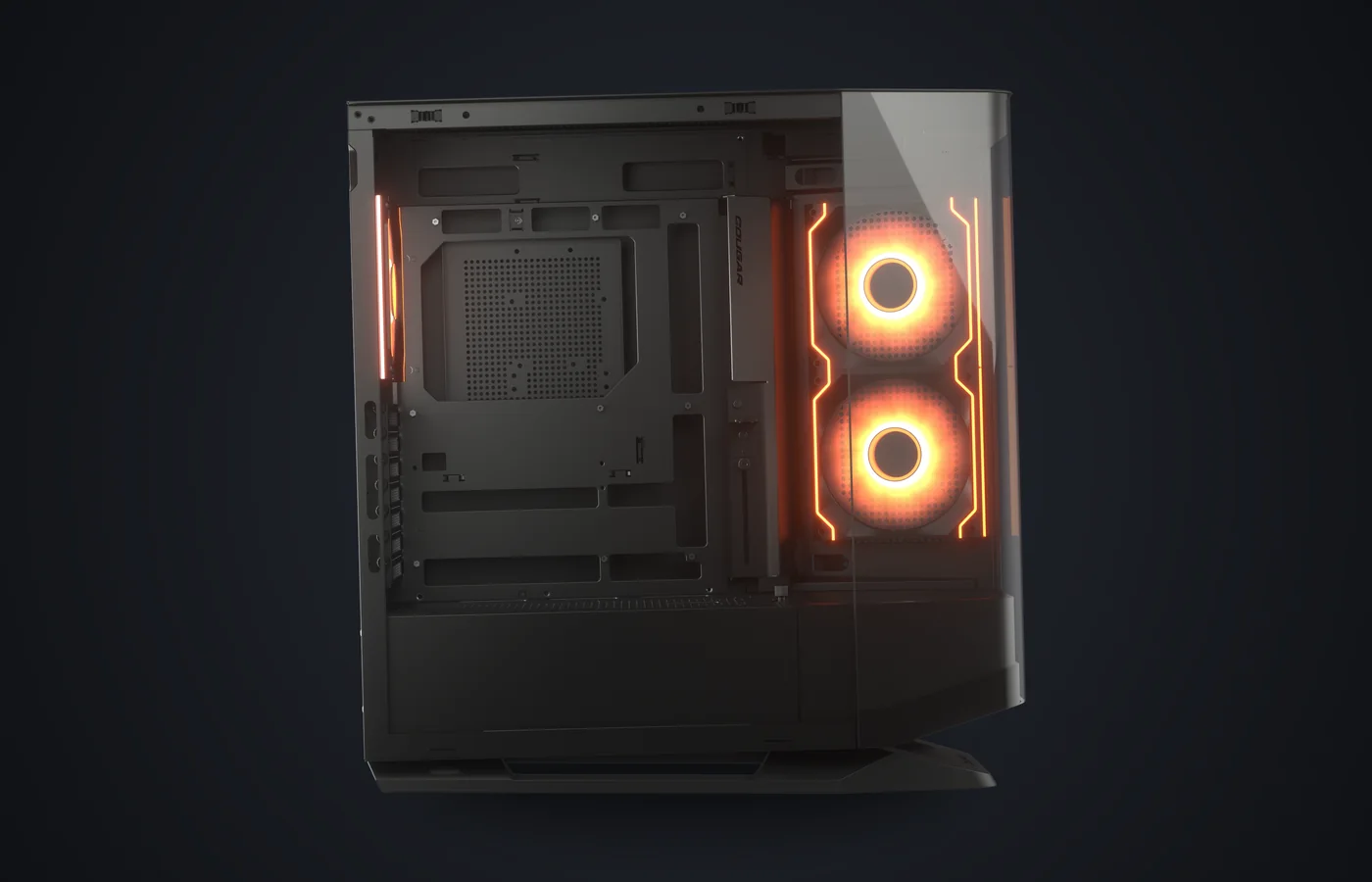 Interior de la caja PC COUGAR FV270 RGB visto de lado