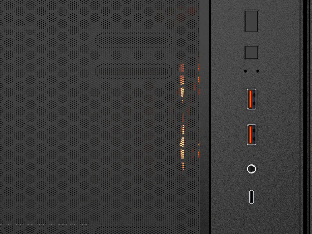 Panel de conexiones superior de la caja COUGAR MX220 RGB con USB Tipo C