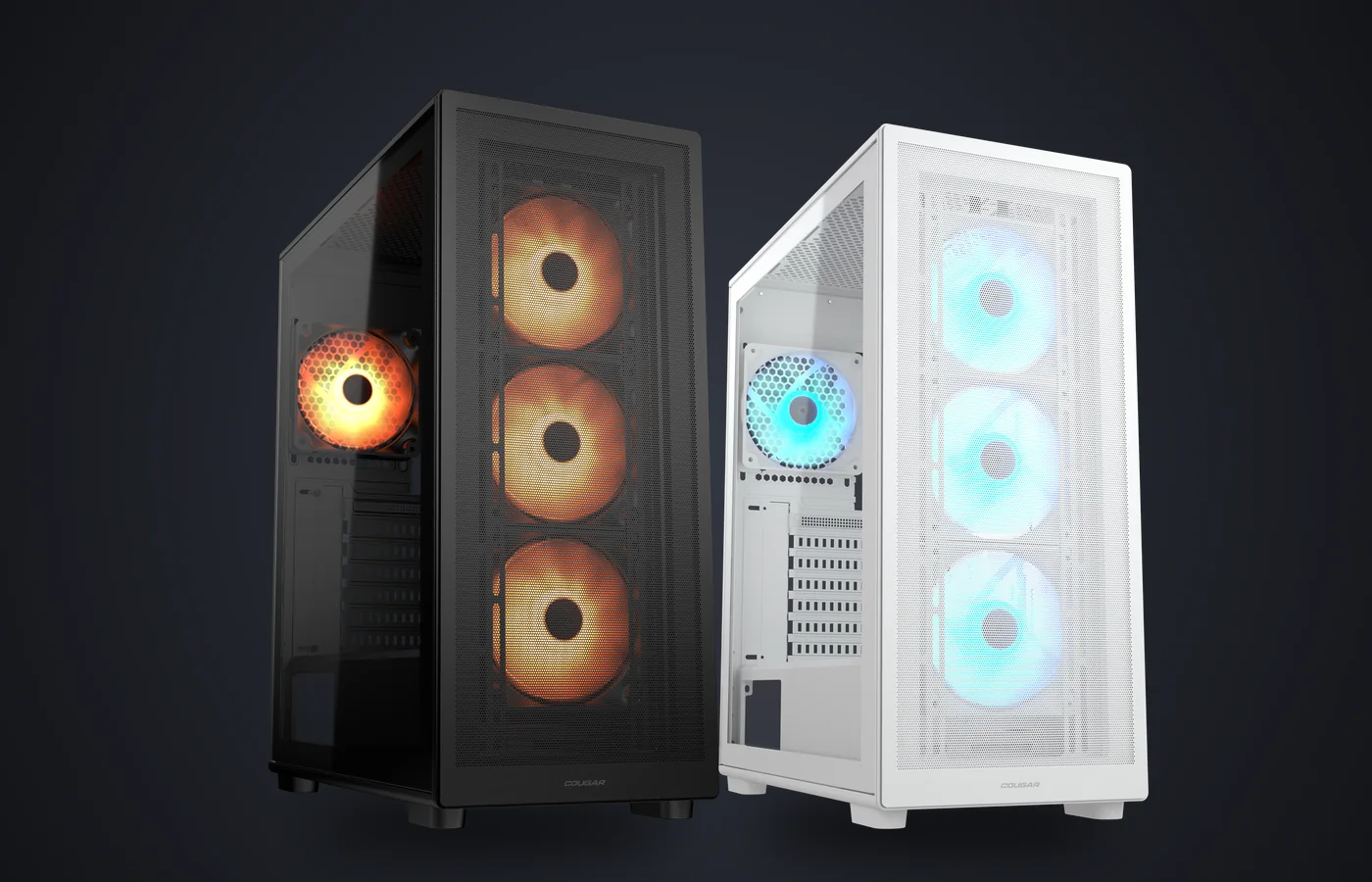 Cajas COUGAR MX220 RGB en negro y en blanco