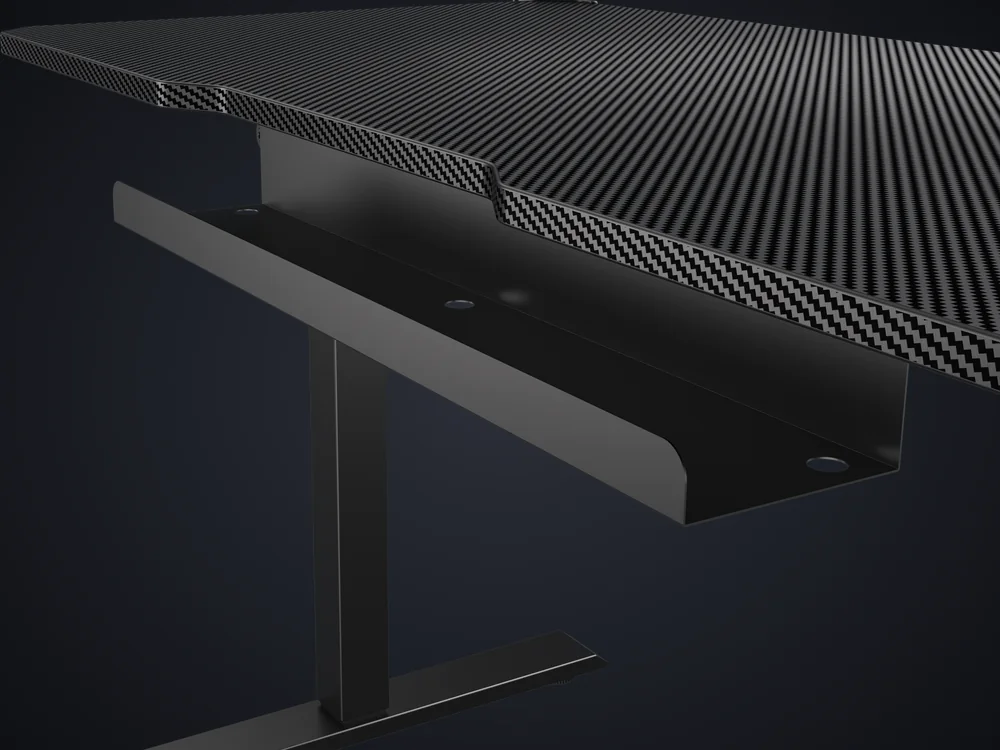 Bandeja pasacables oculta bajo el tablero de la mesa E-Ares 120