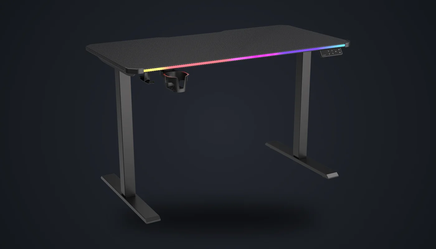 Borde del tablero de la mesa COUGAR E-Ares 120 con la iluminación RGB encendida