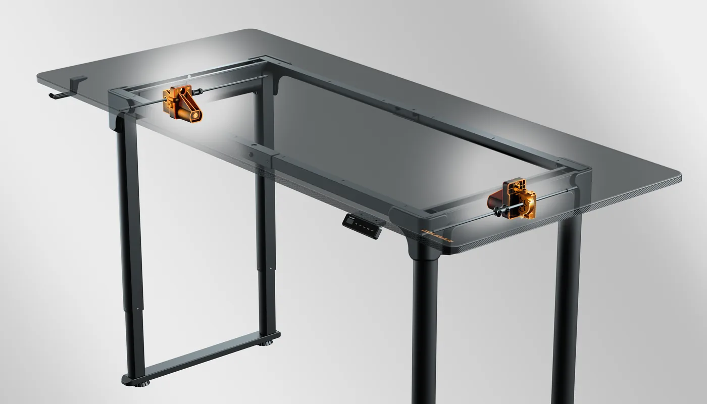 Estructura de la mesa COUGAR E-GRAV con los dos motores a la vista