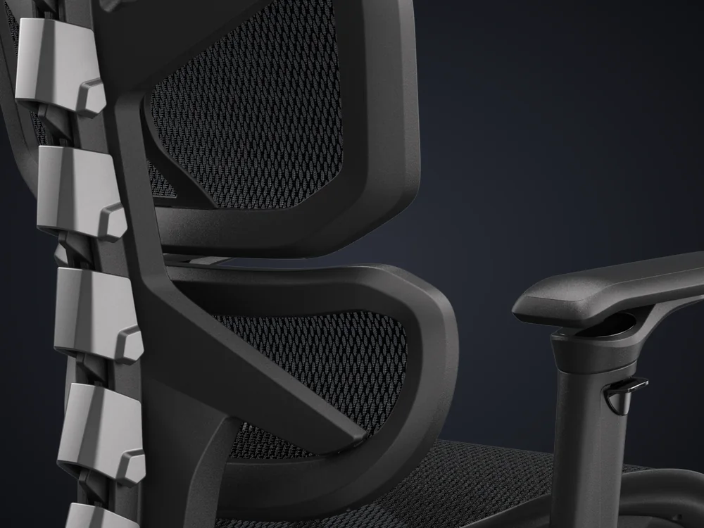 Soporte lumbar regulable de la silla COUGAR Terminator Air visto por detrás