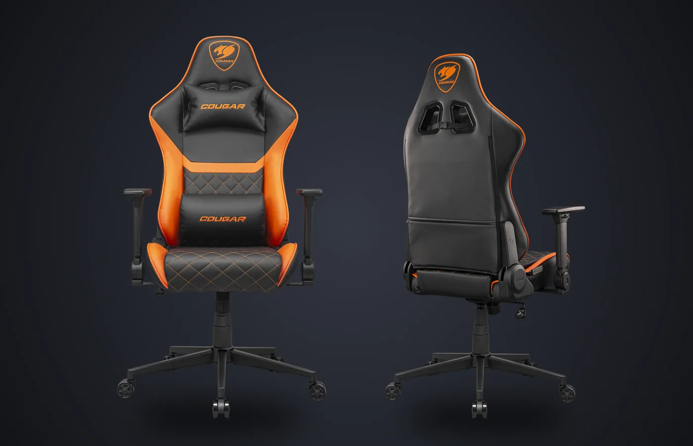 Silla COUGAR Armor ONE V2 de frente y por detrás