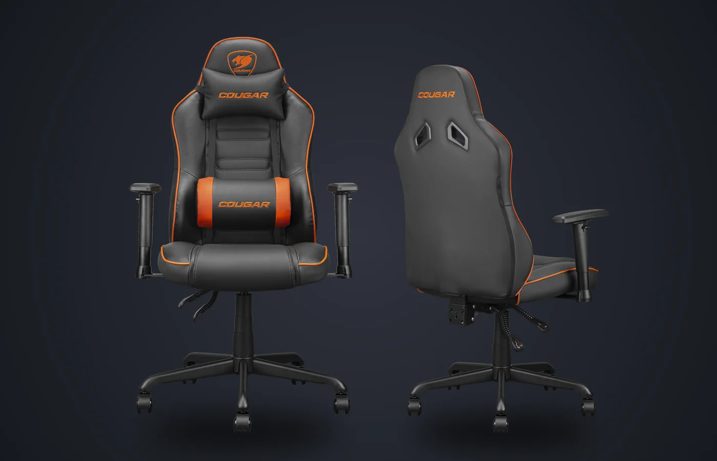 Silla gaming COUGAR Fusion S de frente y por detrás