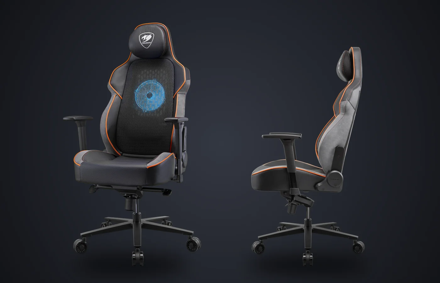 Silla COUGAR Nxsys AERO en tres cuartos y de perfil