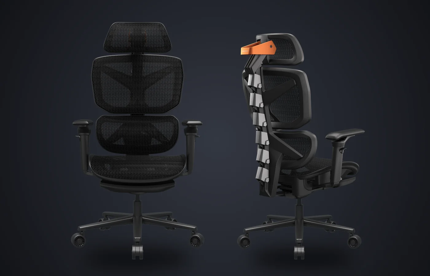 Silla ergonómica COUGAR Terminator Air de frente y por detrás