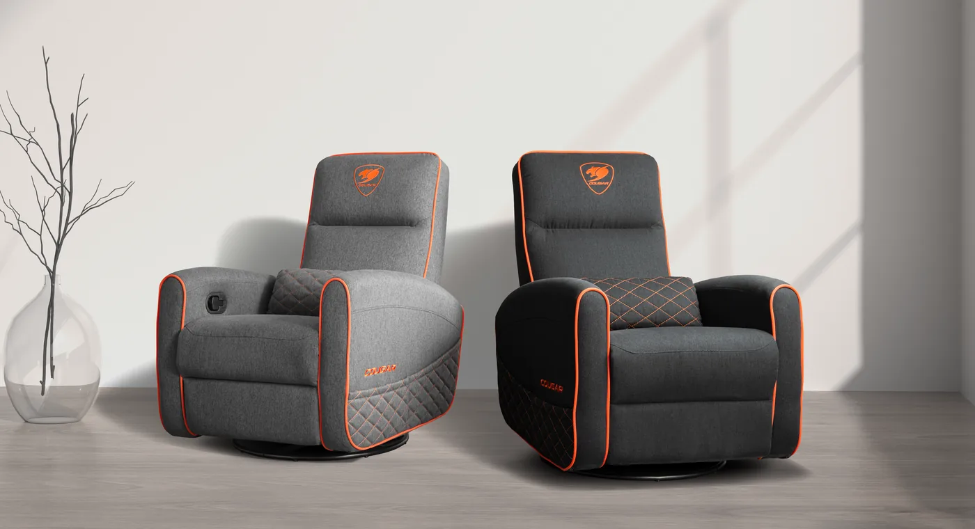 Sillón COUGAR Fidom en gris y en negro en un salón