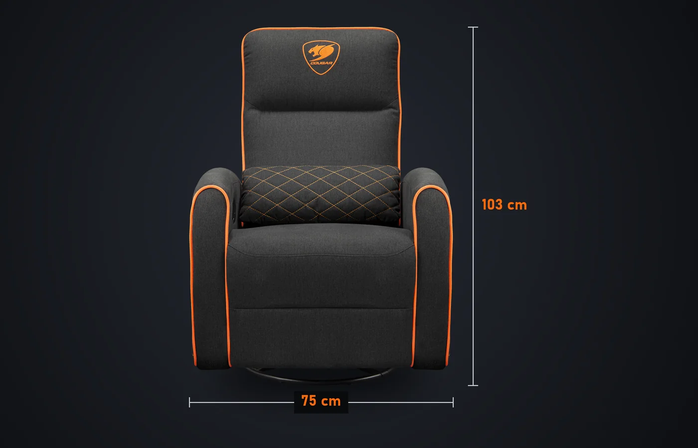 Medidas del sillón COUGAR Fidom: 75 cm de ancho y 103 cm de alto
