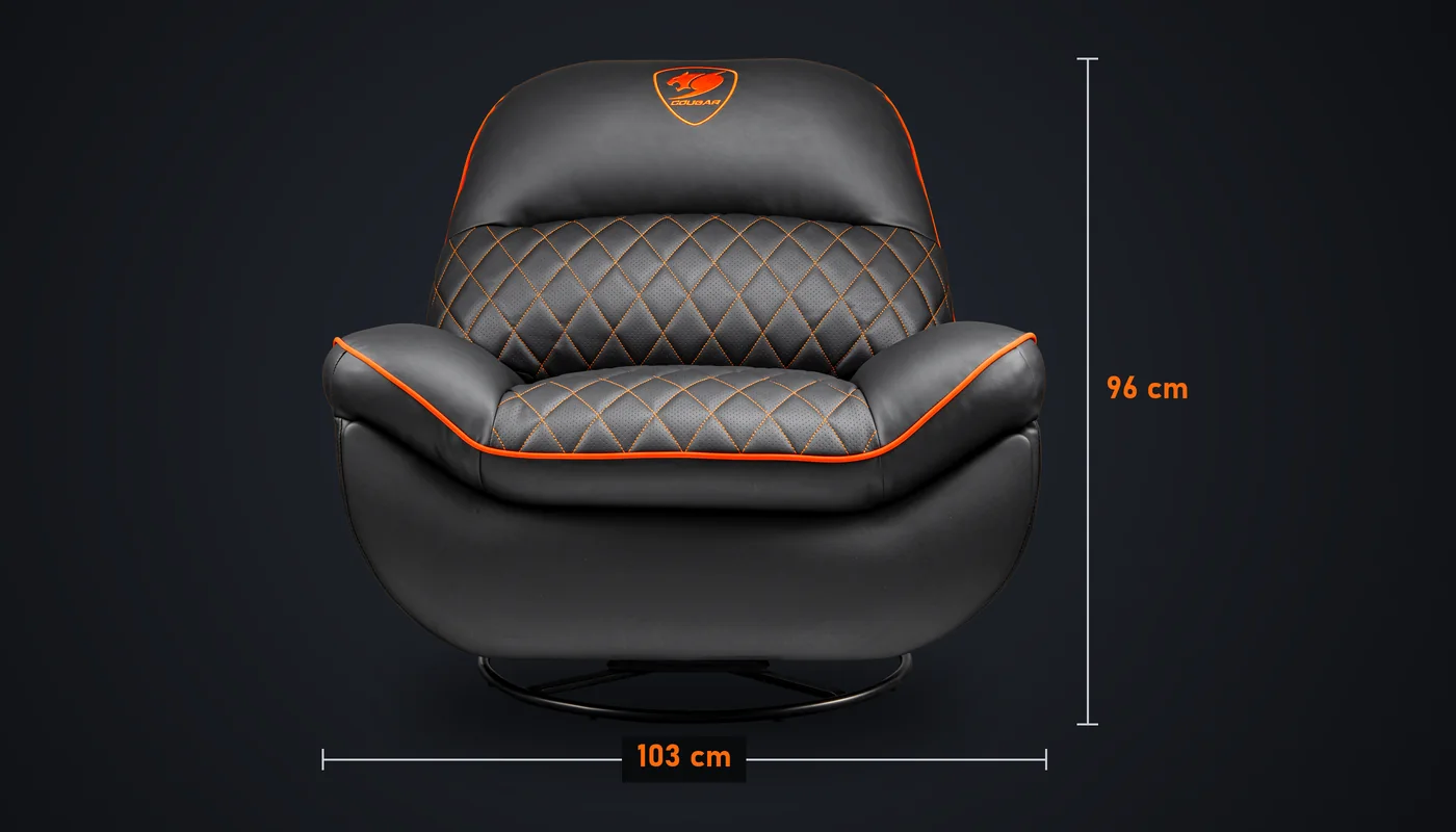 Sillón COUGAR Overlord de frente: 103 cm de ancho y 96 cm de alto