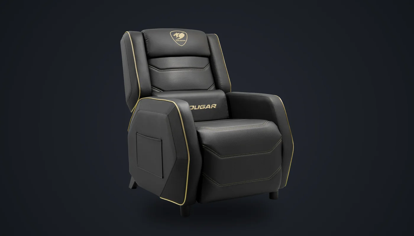 Sillón COUGAR Ranger S Royal en tres cuartos, negro con ribetes dorados