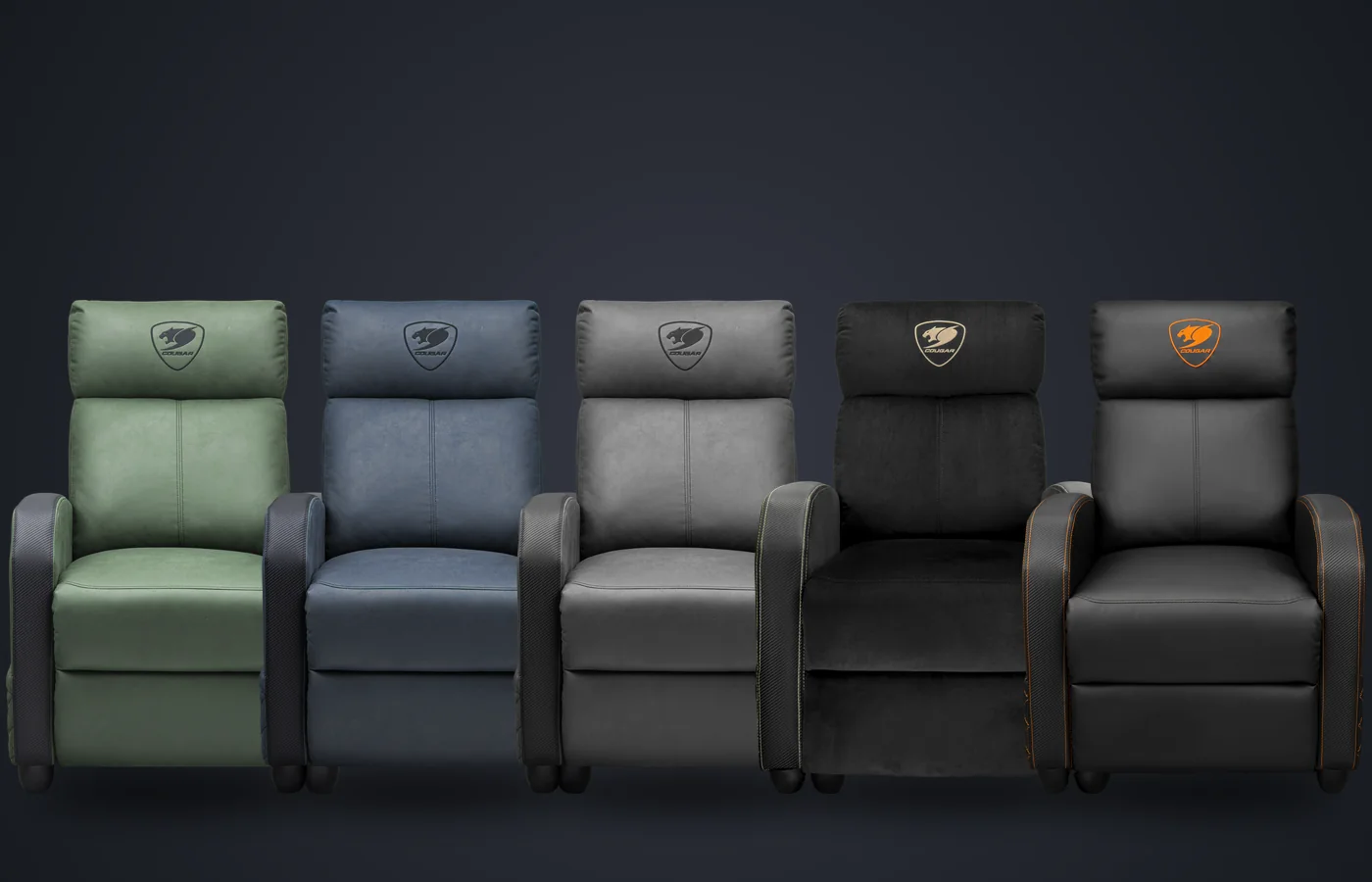 Sillón COUGAR Ranger Elite en verde militar, azul marino, gris, dorado y negro